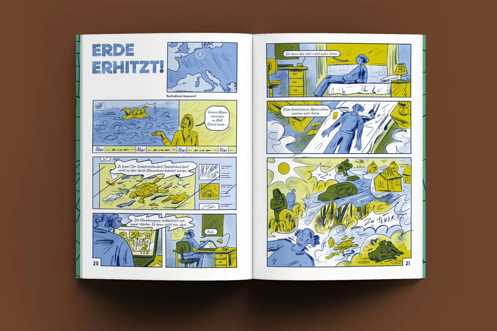 Doppelseite aus der Graphic Novel 10 – Young Academy for Sustainability, Graphic Novel „Welt im Wandel“