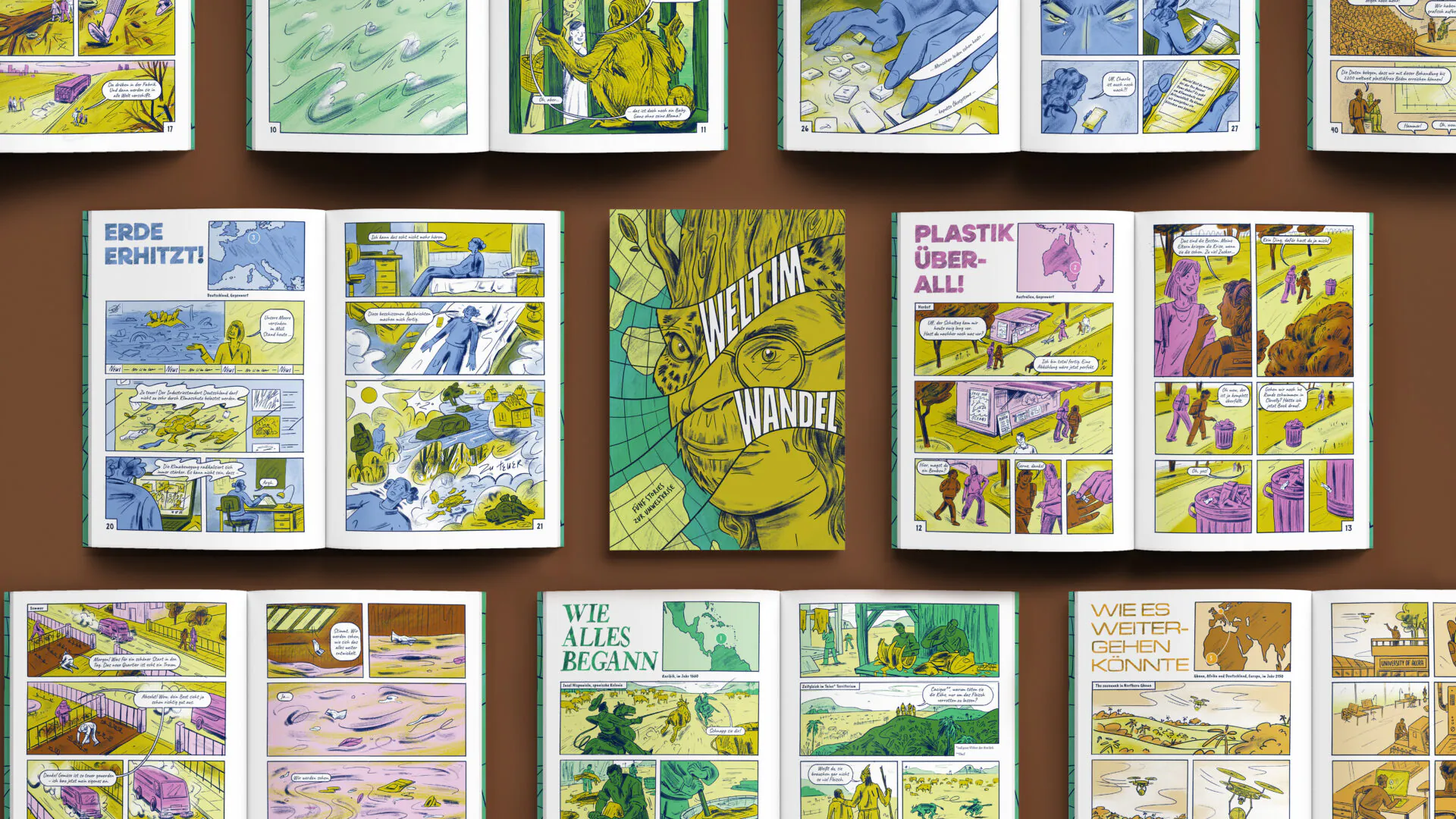 Doppelseite aus der Graphic Novel 3 – Young Academy for Sustainability, Graphic Novel „Welt im Wandel“
