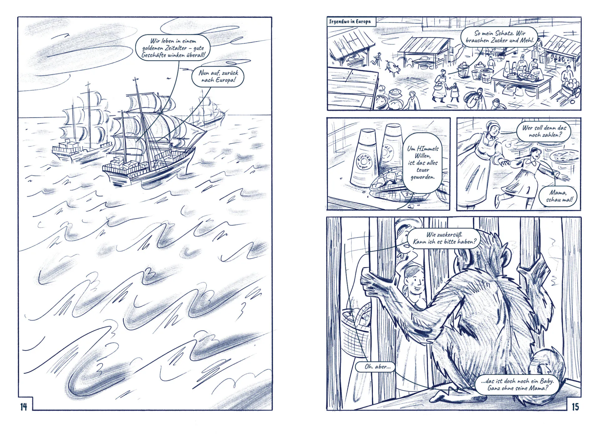 Doppelseite aus der Graphic Novel 5 – Young Academy for Sustainability, Graphic Novel „Welt im Wandel“