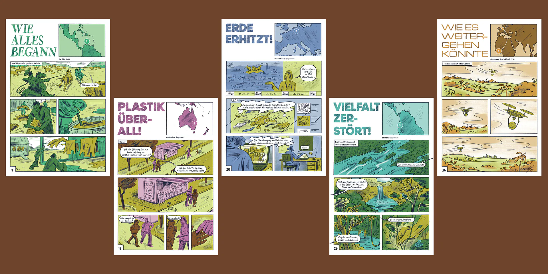 Doppelseite aus der Graphic Novel 1 – Young Academy for Sustainability, Graphic Novel „Welt im Wandel“